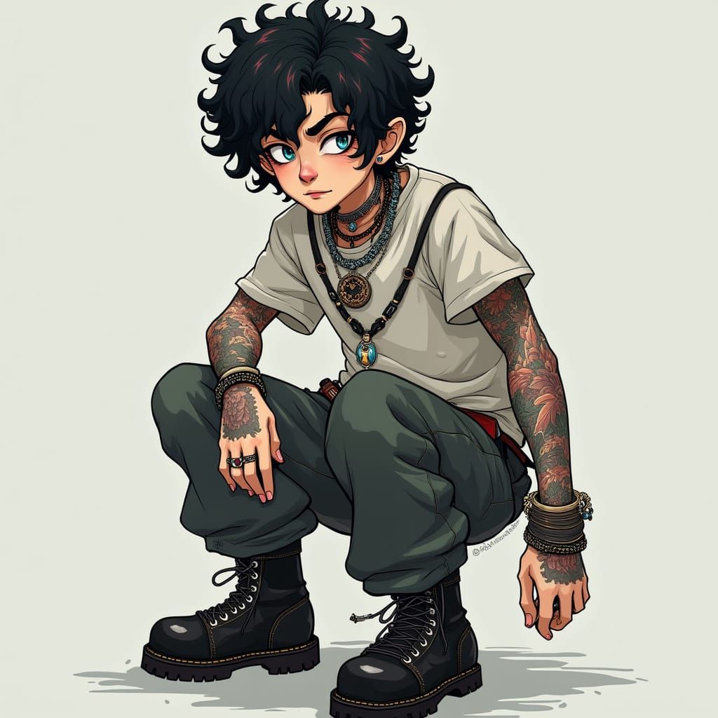 Edgy Portrait of Man with Piercings and Tattoos