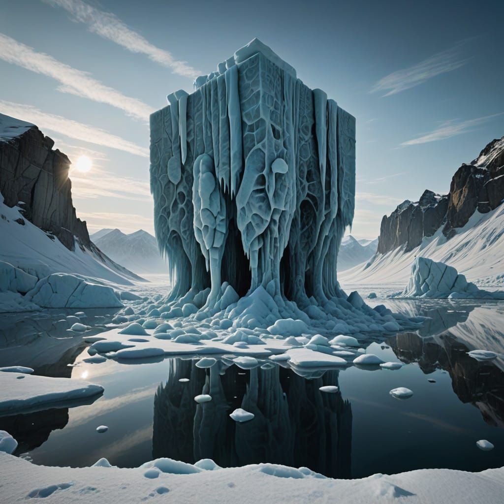 Ethereal Arctic Encounter in a Biomechanical Dreamscape