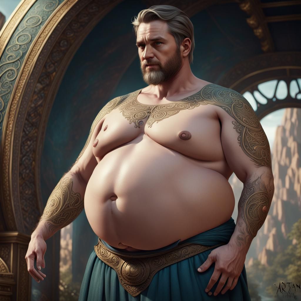 Handsome Man with Extremely Large Pregnant Belly