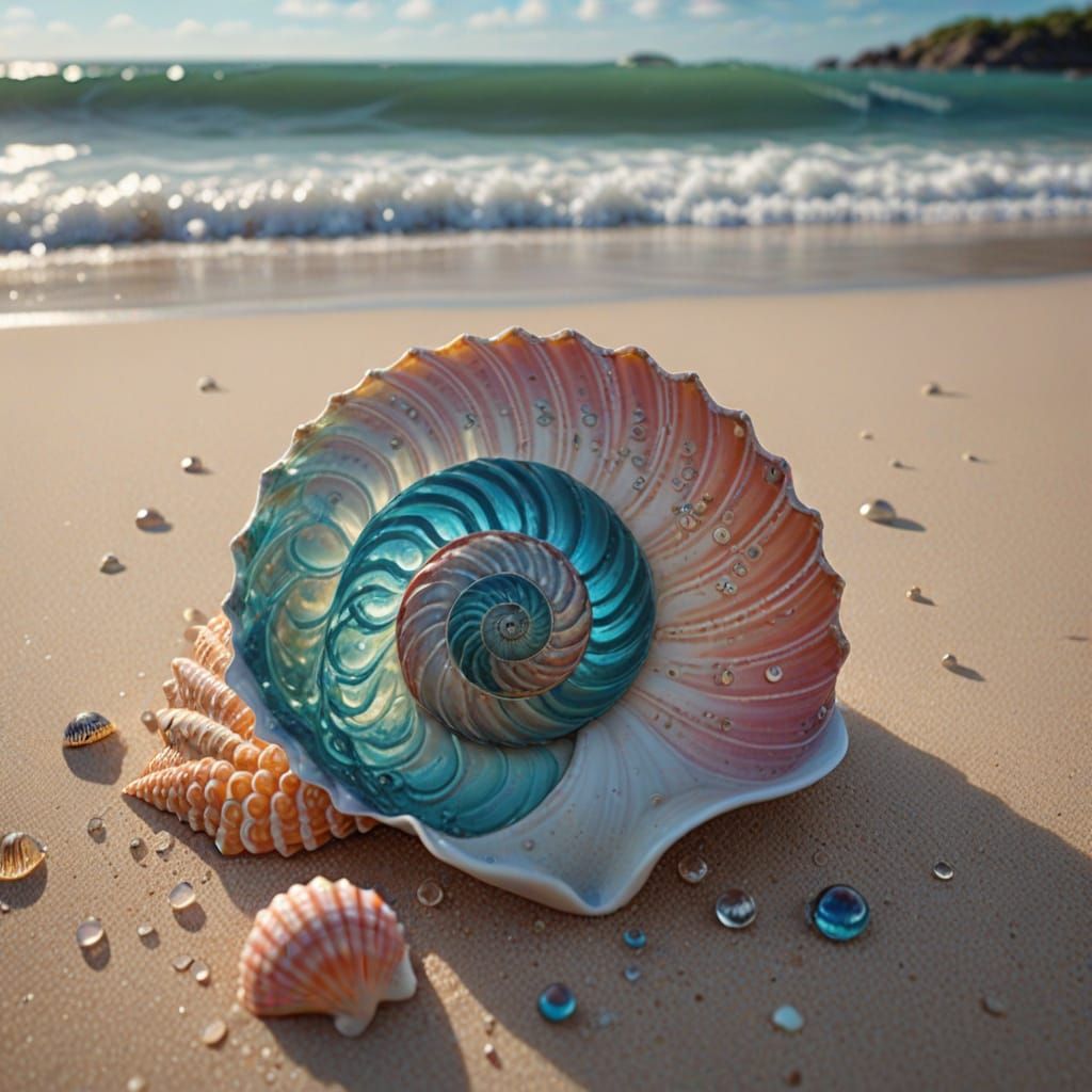 Spiral Seashell Shines in Soft Morning Light