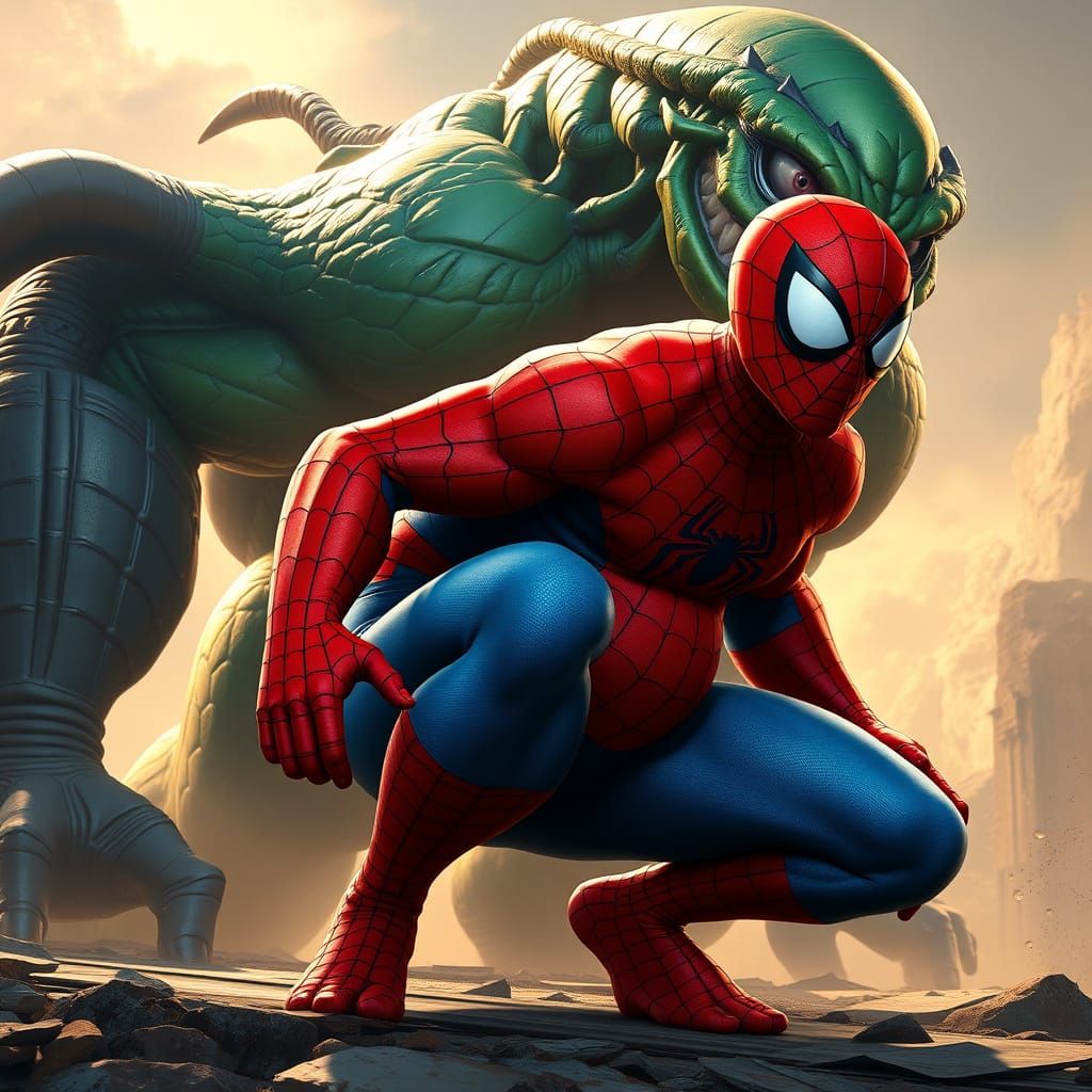 Oversized Spiderman Confronts Gigantic Green Goblin in Dynam...