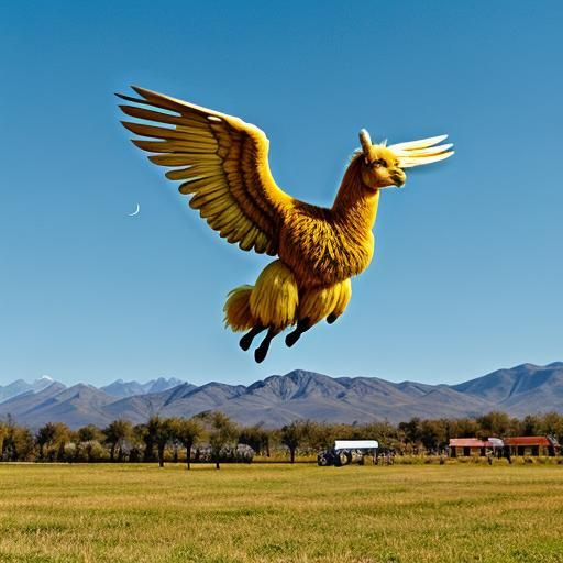 Golden Llama Takes Flight