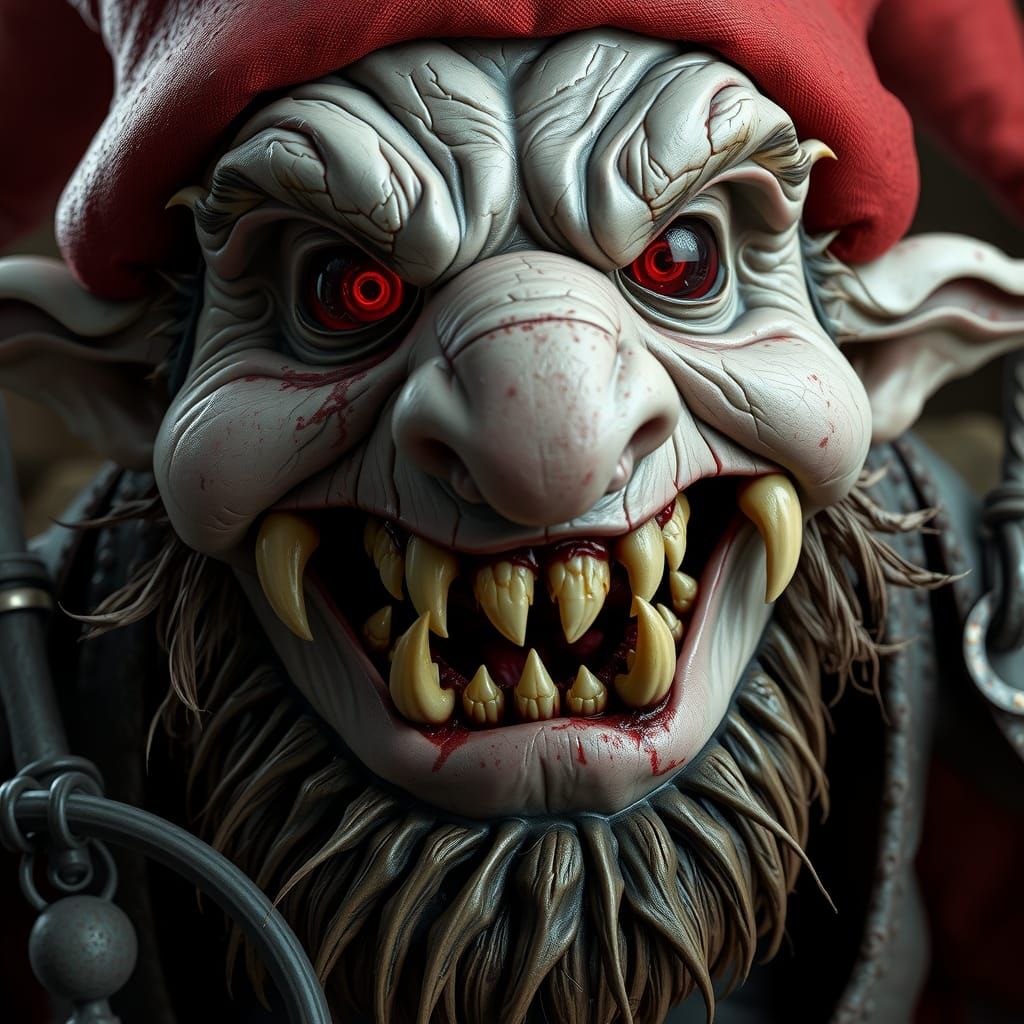 Evil Grotesque Gnome with Twisted Features