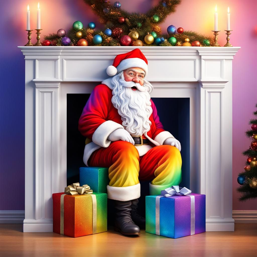 Santa Claus's Fireplace Gift Delivery: Crystal Ombre Effect