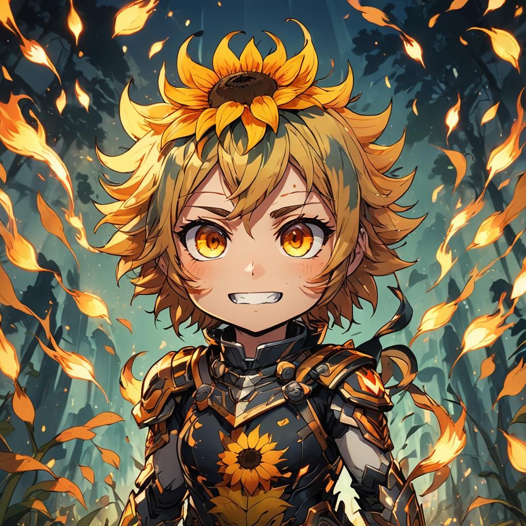 Anime Sunflower Lights Tiger Whiskers on Fire
