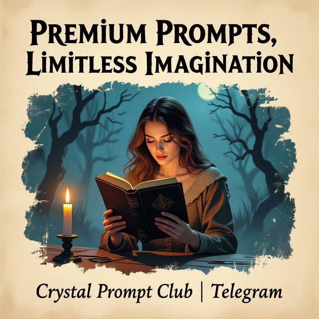 Dark Fantasy Woman Reads Ancient Tome