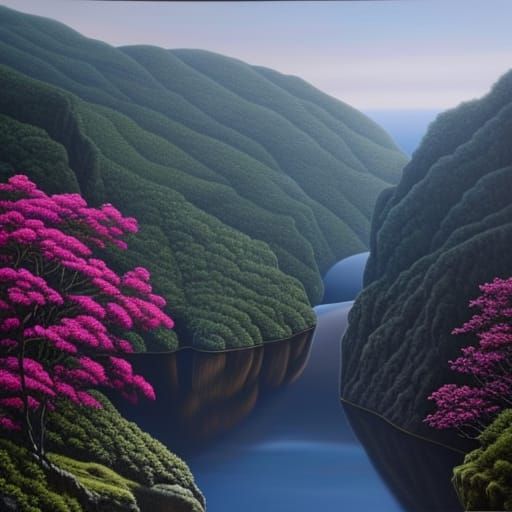 Fantasy Landscape Oil Painting in Erté Style