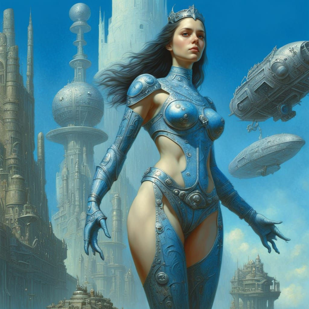Enslaved Princess on Ancient Spaceship: Sci-Fi Illustration