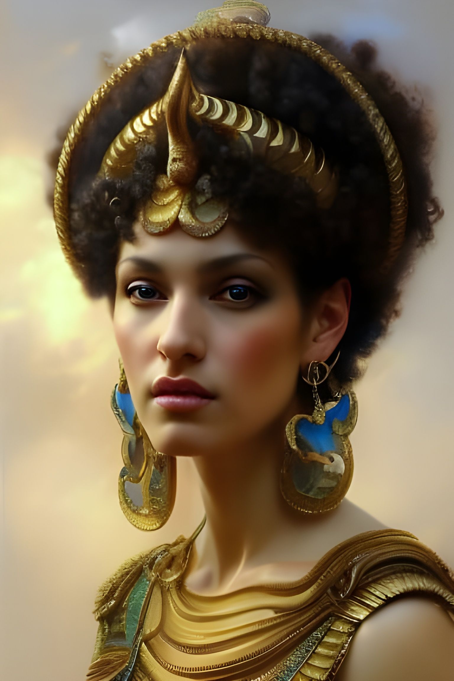 Arrogant Egyptian Goddess Portrait in Hyperrealistic Style