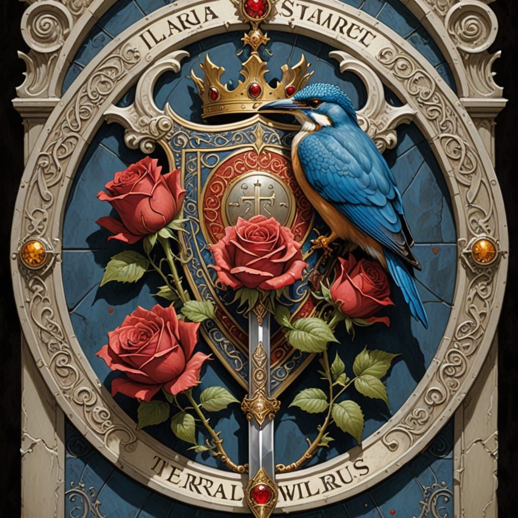 Medieval Coat-of-Arms with Regal Crown and Solamnia Symbol