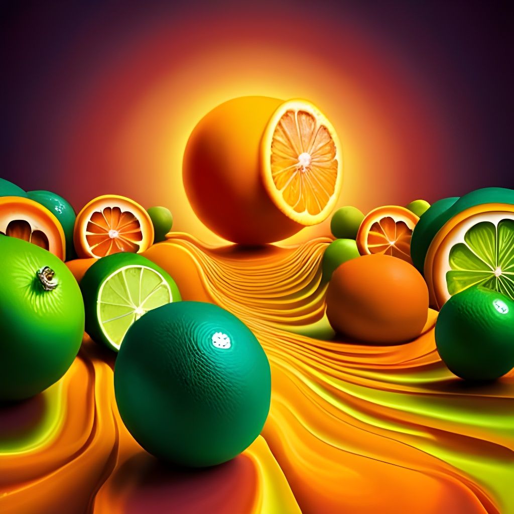 Surreal Citrus Fusion in Vibrant Digital Art