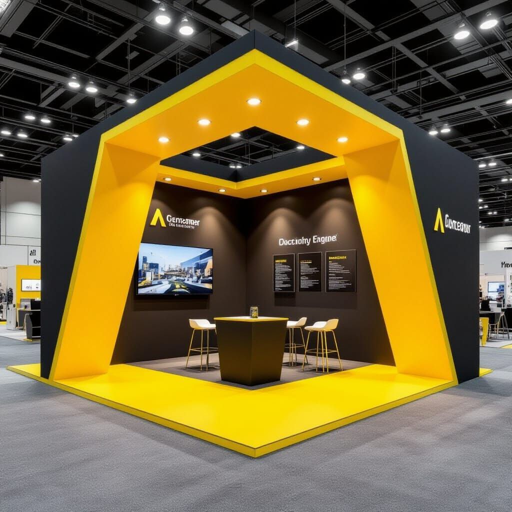 Modern Yellow & Black Expo Booth Design