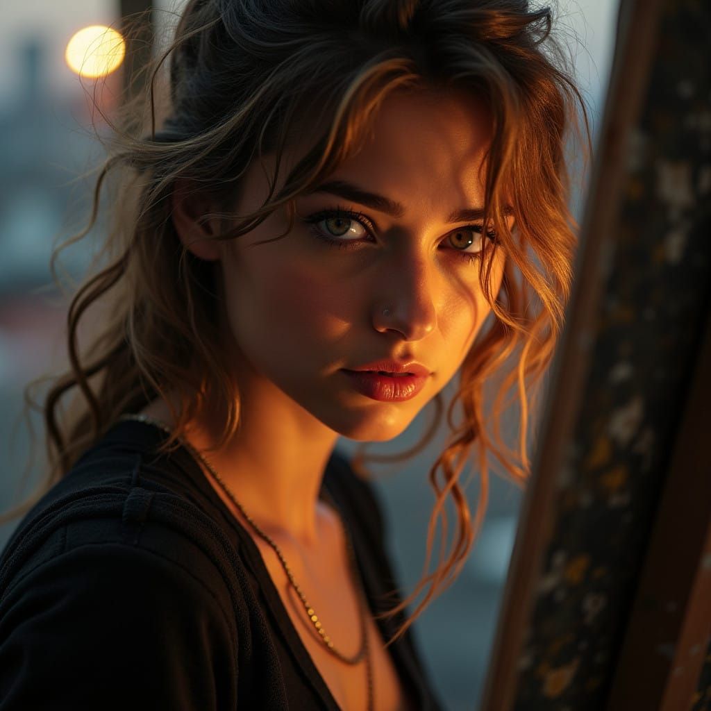 Artist in the Flickering Evening Light