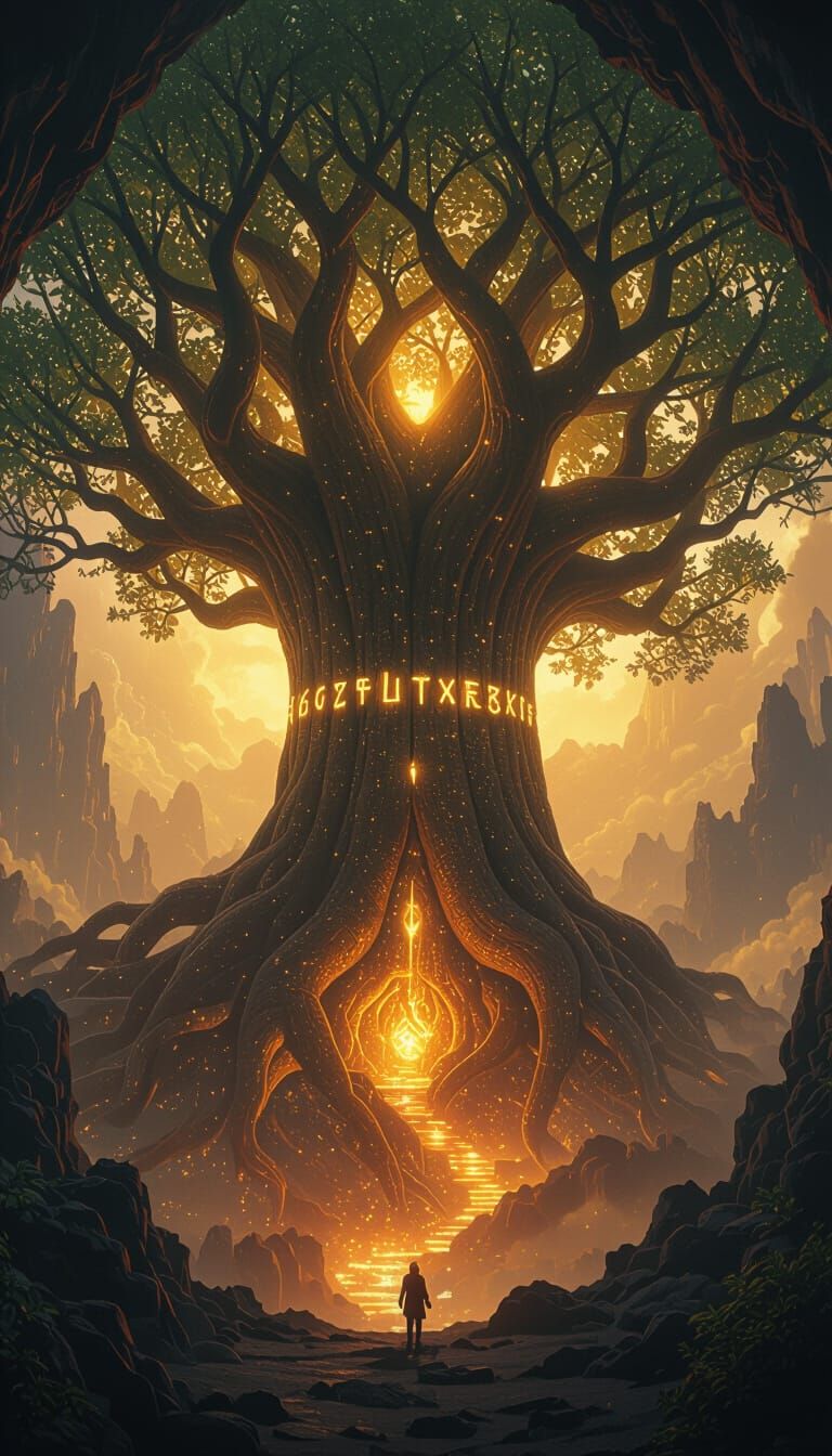 Colossal World Tree with Glowing Runes