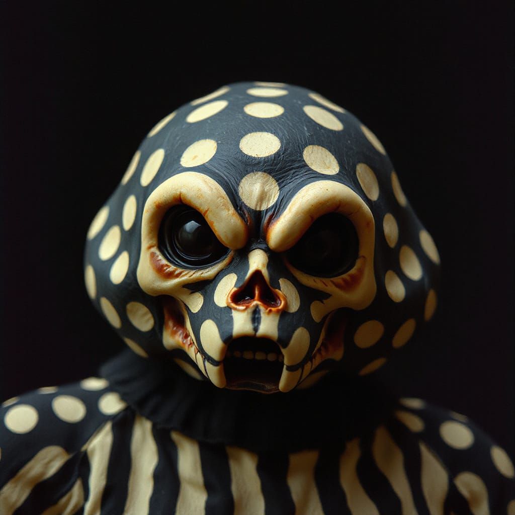 Eerie Striped Monster with Polka Dots