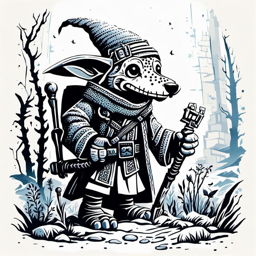 Cuki  Kobold ül a cseresznyefán, vaskos könyvvel, boldog arc...