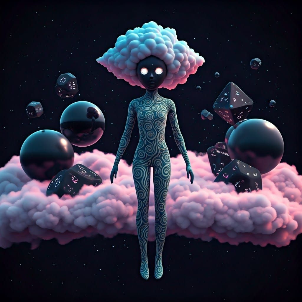 Mystical Cloud Being in Dreamlike Cloudscape