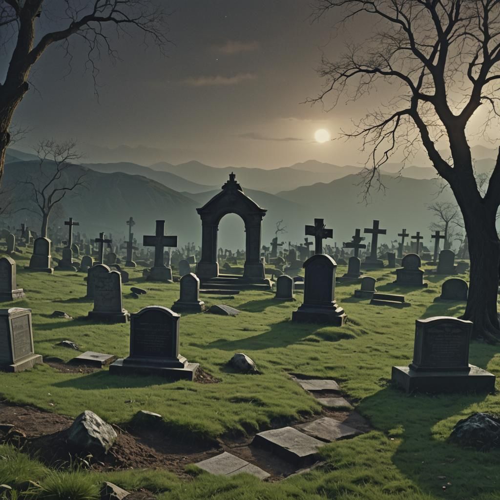 Graveyard Portal in 80s Dark Fantasy Film Still