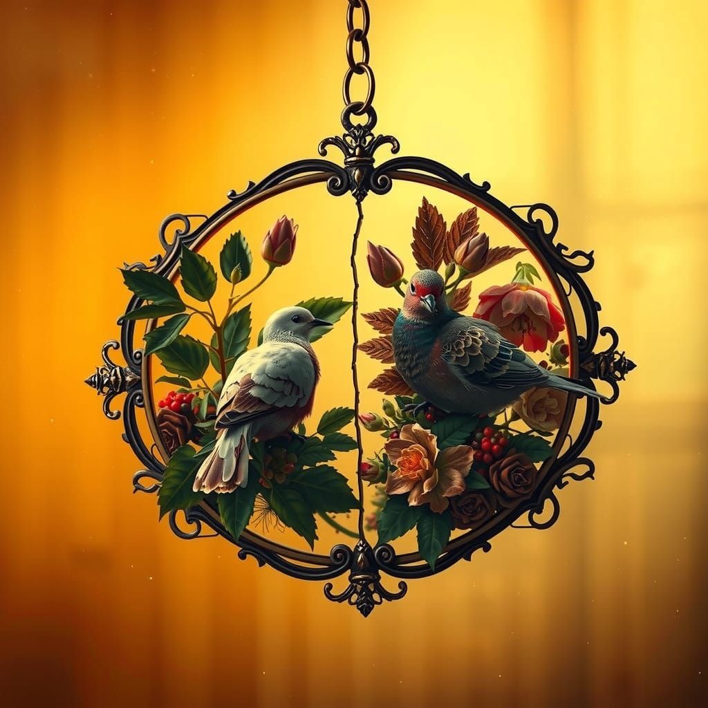 Dove Pendant Halves in Cinematic Style