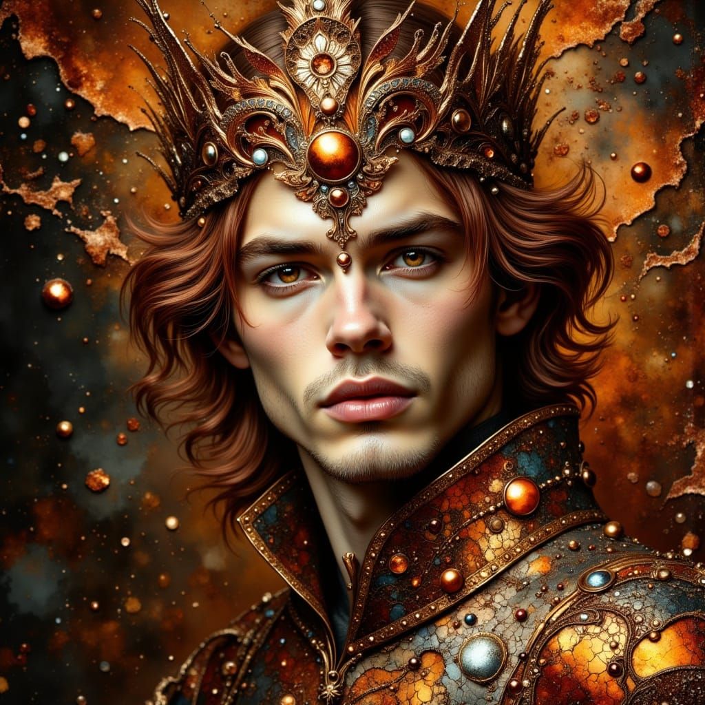 Handsome Man in Ornate Copper Crown