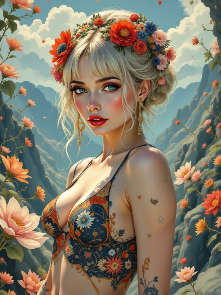 Portrait in Romantic Art Nouveau Style