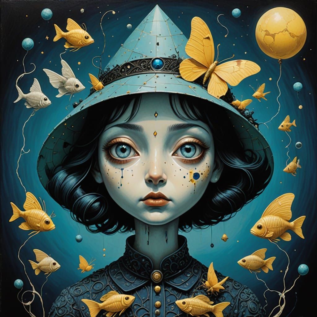 Surrealist Masterpiece of Whimsical Landscapes and Fragmente...