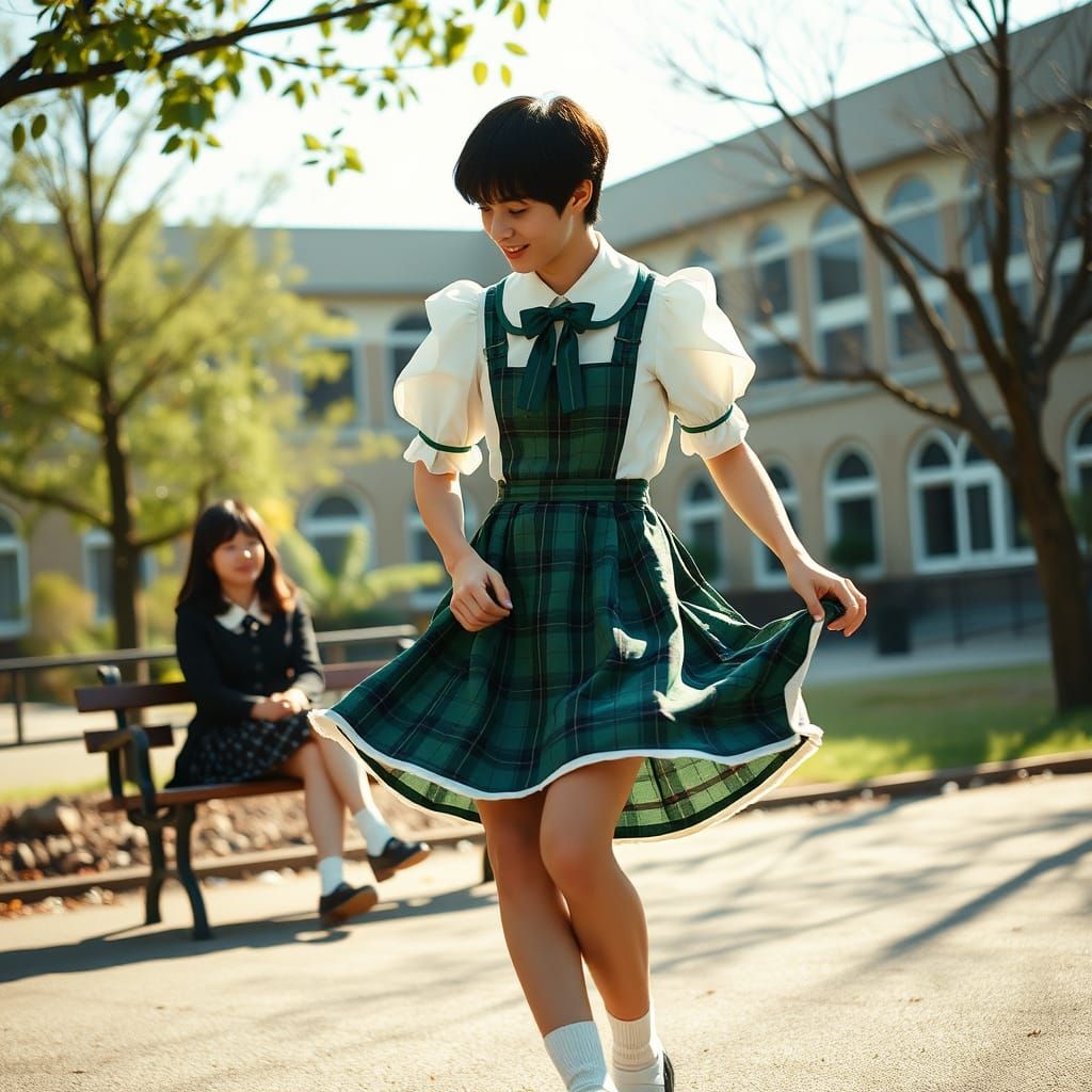 Youthful Elegance in Green School Uniform