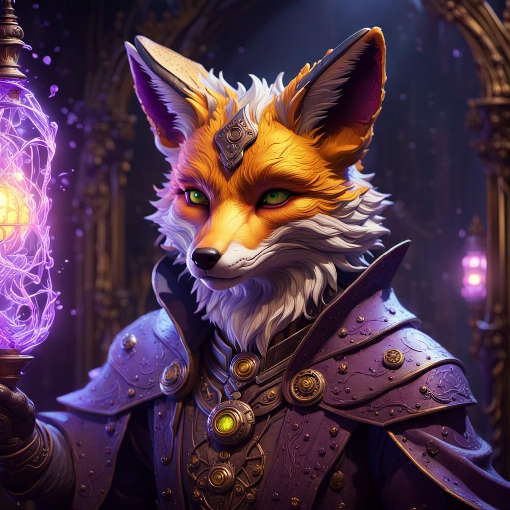 Electric Fox in Dark Fantasy Style
