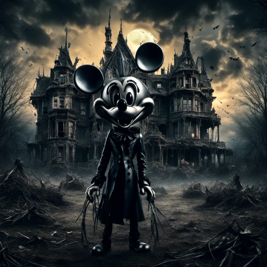 Mickey Mouse as Edward Scissorhands in Gothic Fantasy