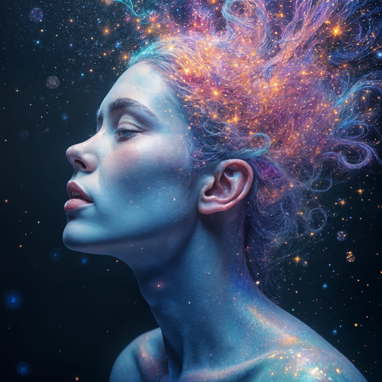 Holographic Cosmic Worry Astral Illustration