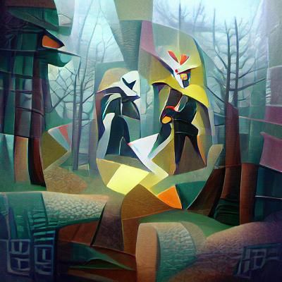 Mysterious Figures in Fog: Abstract Cubism