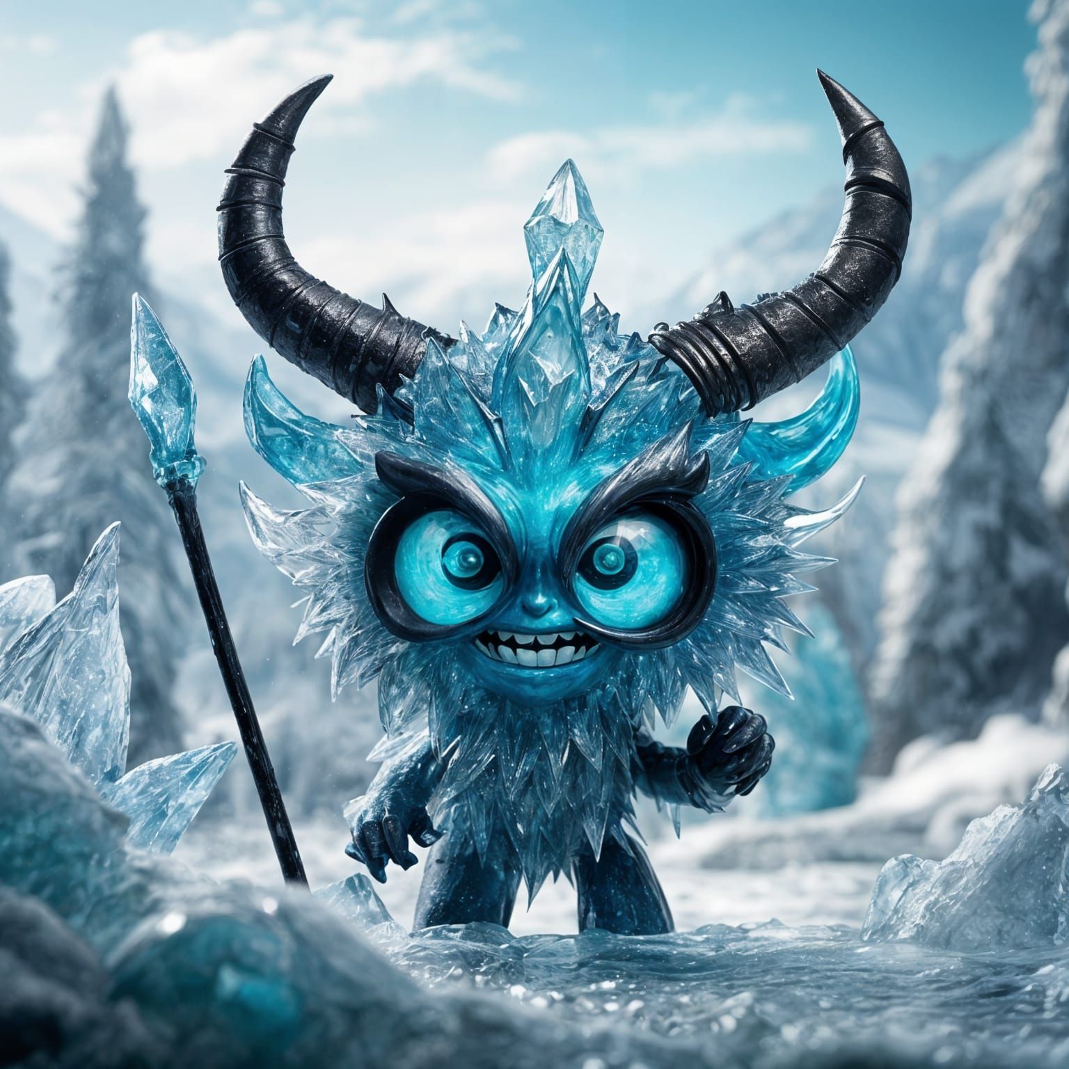 Ice Demon Watches with Glee in 3D Chibi Style