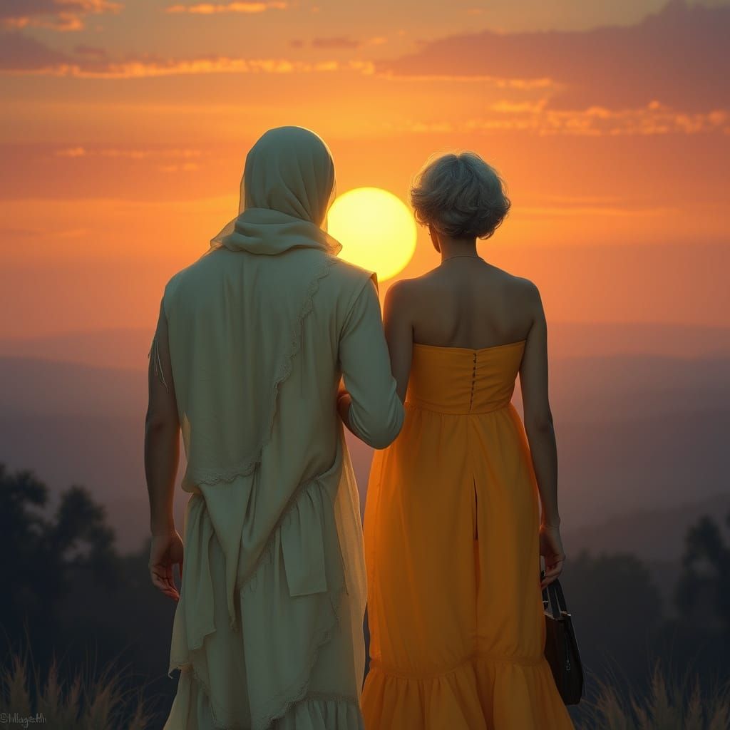 Ethereal Sunset Scene in James Jean Style