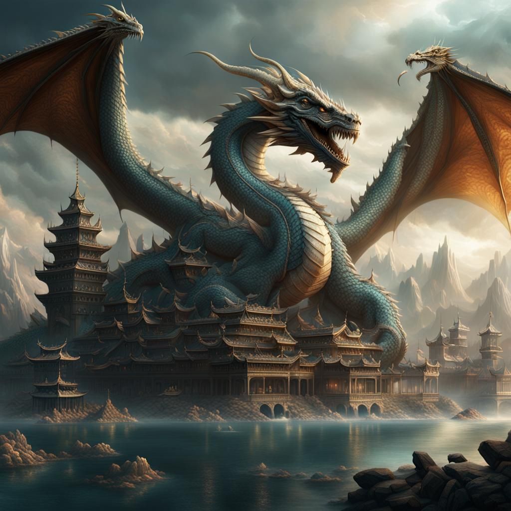 Epic Pearl Dragon in Digital Matte Painting