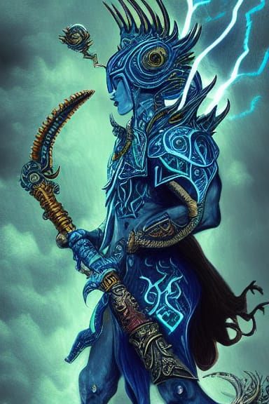 Aetherpunk God of Storms in Hyper-Detailed Illustration