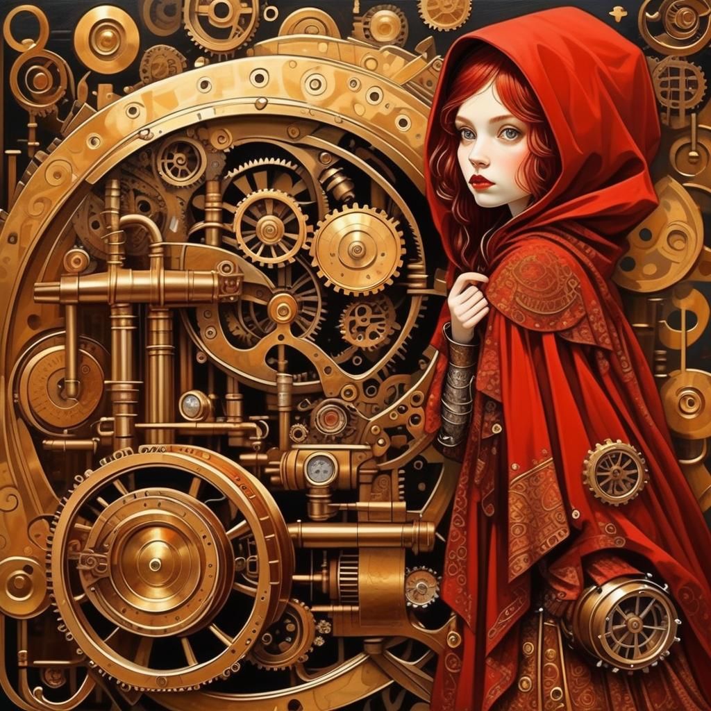 Little Red Riding Hood in Klimt Style