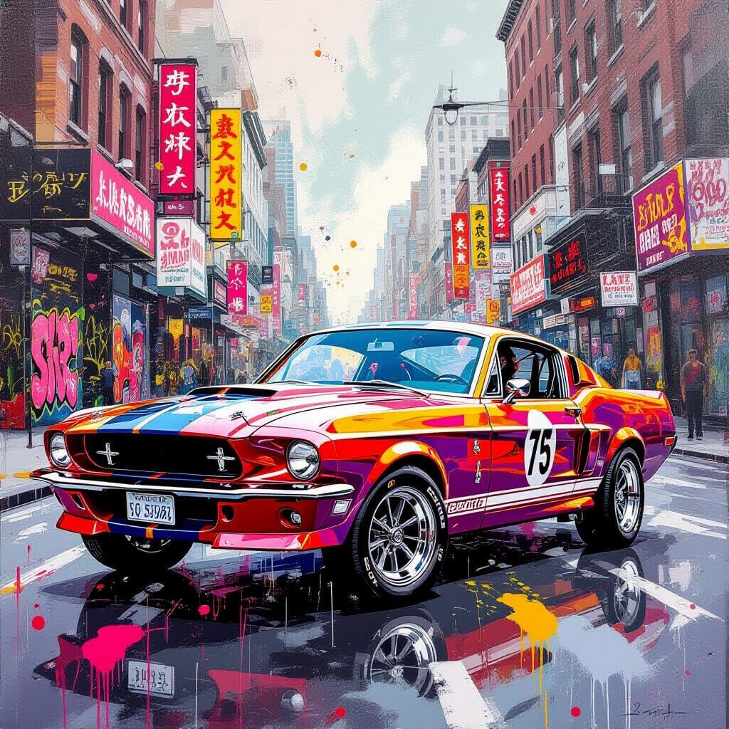 1967 Shelby GT500 in Vibrant Street Art Style