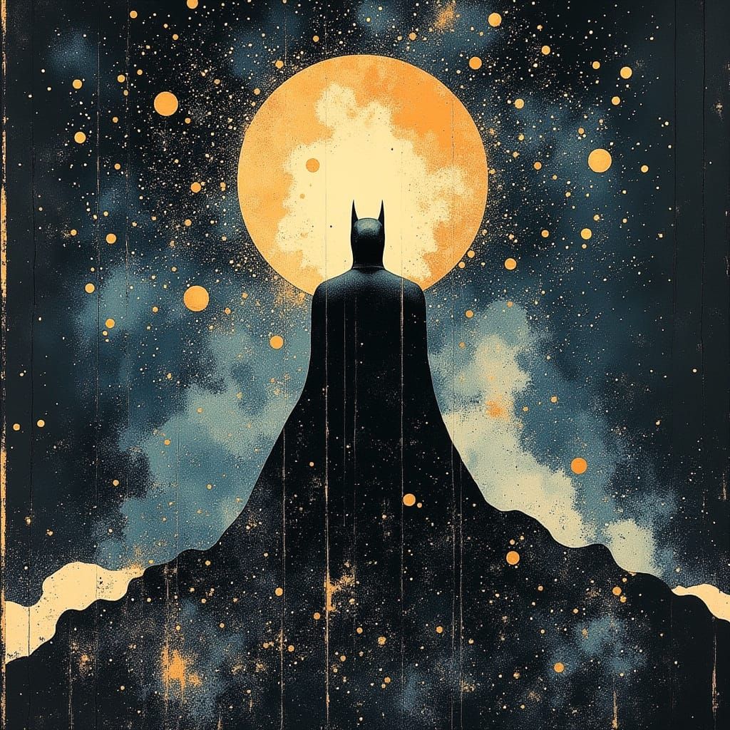 Batman Stands Heroically in a Starry Galaxy