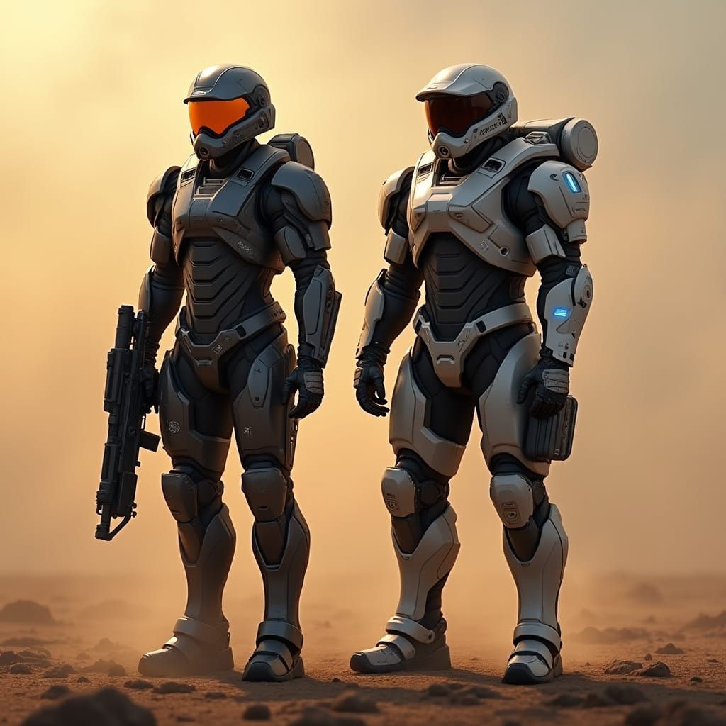 Futuristic Armored Soldier in Dark Sci-Fi and MJOLNIR-Style ...