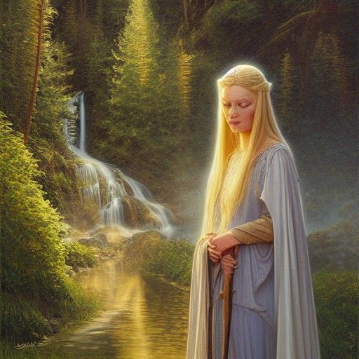 Galadriel Portrait in Oil Painting Style
