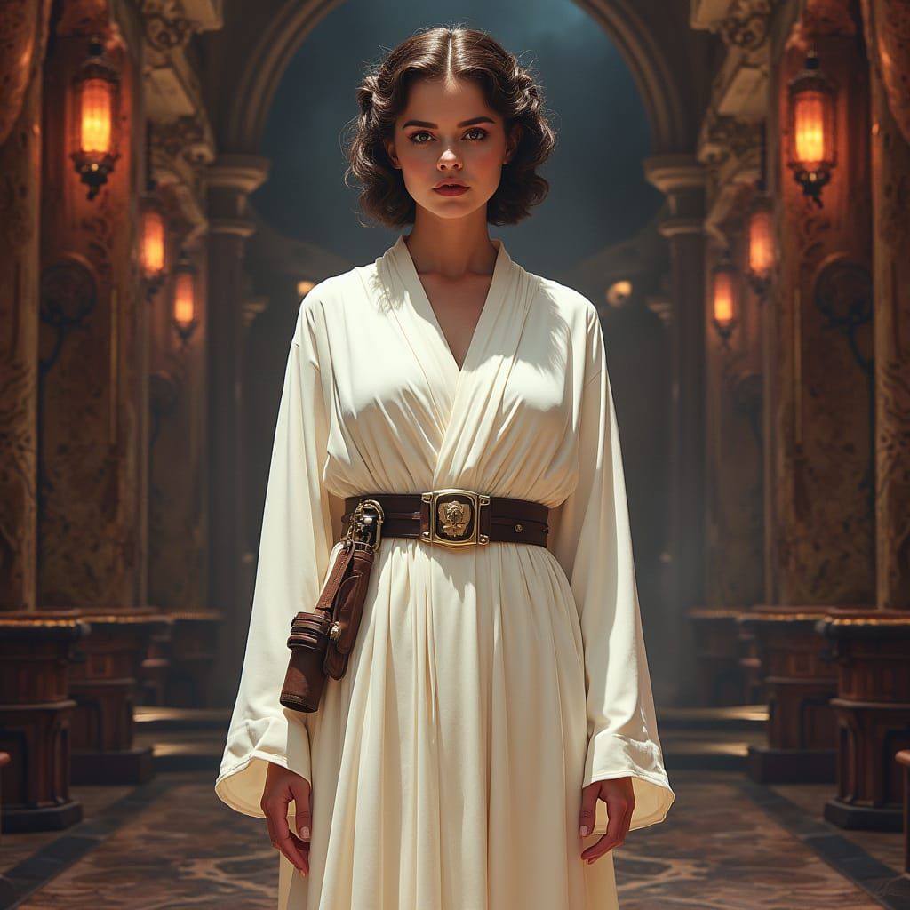 Selena Gomez as Princess Leia in Jaba's Palace, in a Retro-F...