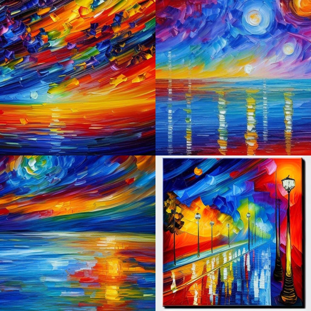 Colorful Night Sky in Neo-Impressionist Style