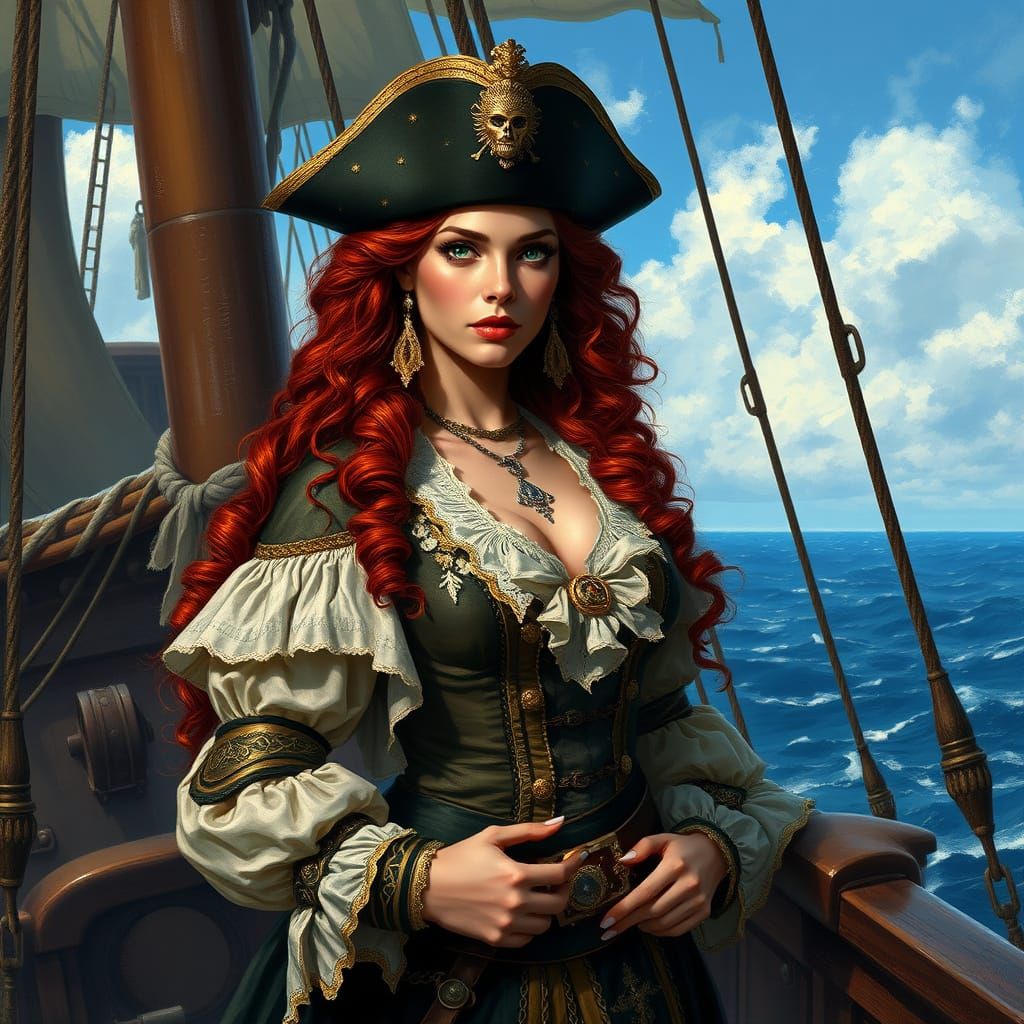 Regal Pirate Queen on Majestic Galleon