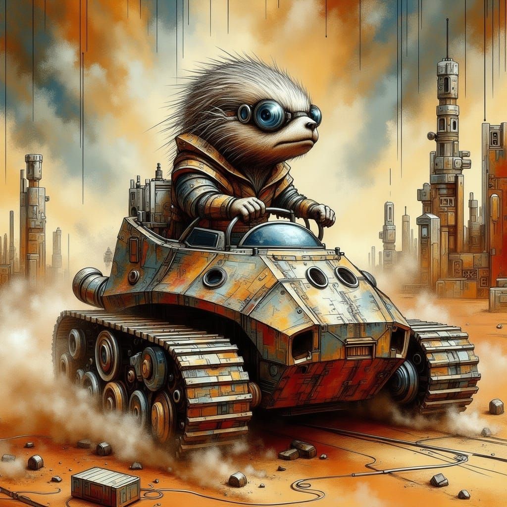 Chibi Sloth Races T-Rex Tank in Wasteland