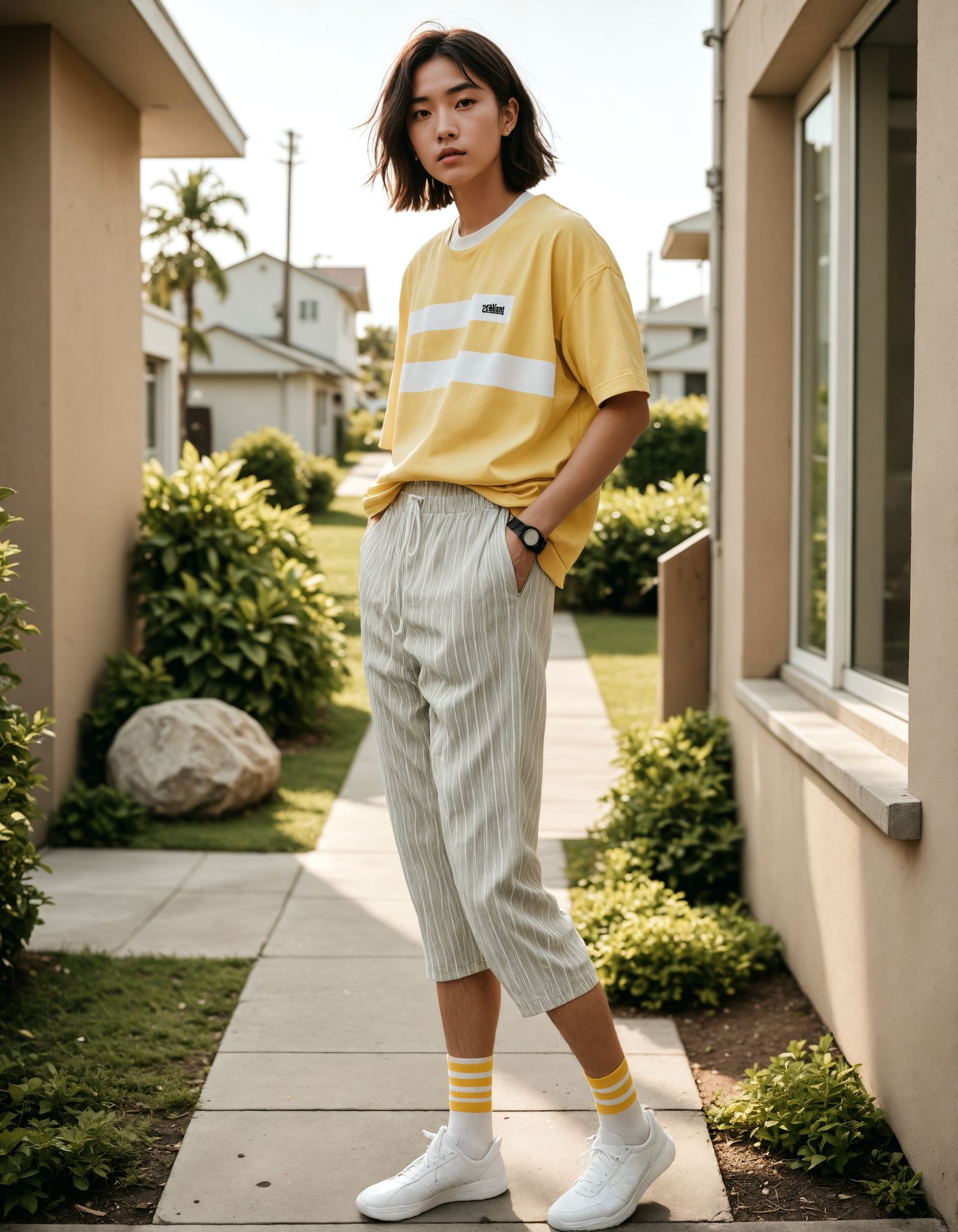 Warm Morning Moment of Family Ties in Wholesome Suburban Set...