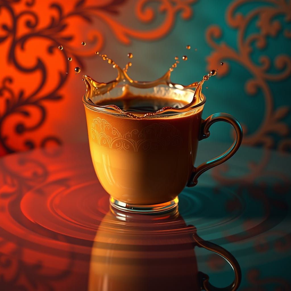 Stunning Hyper-Realistic Coffee Cup in Art Nouveau Style