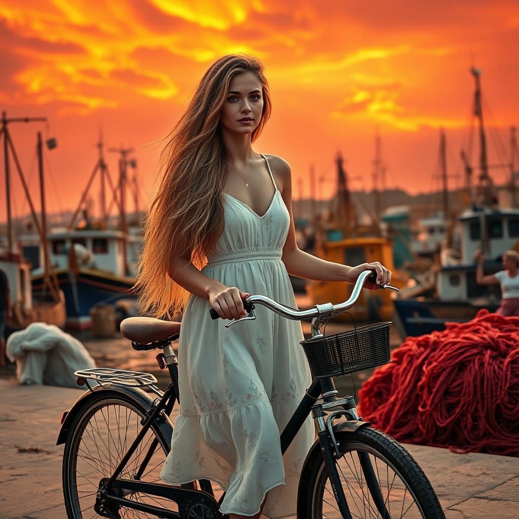 Harbor Scene at Dawn in Hyperrealistic Style