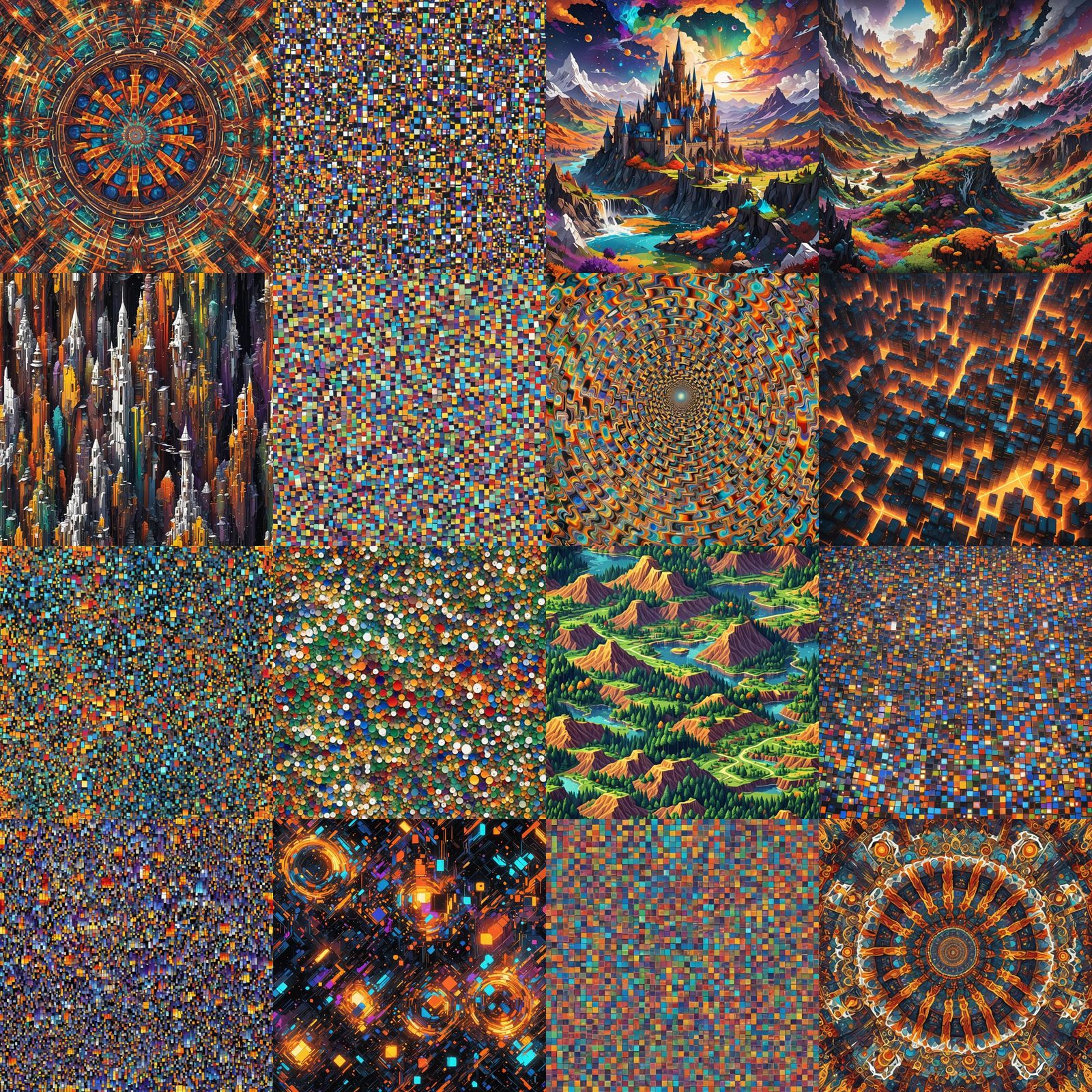 Abstract Pixel Art in Detailed Matte Painting Style