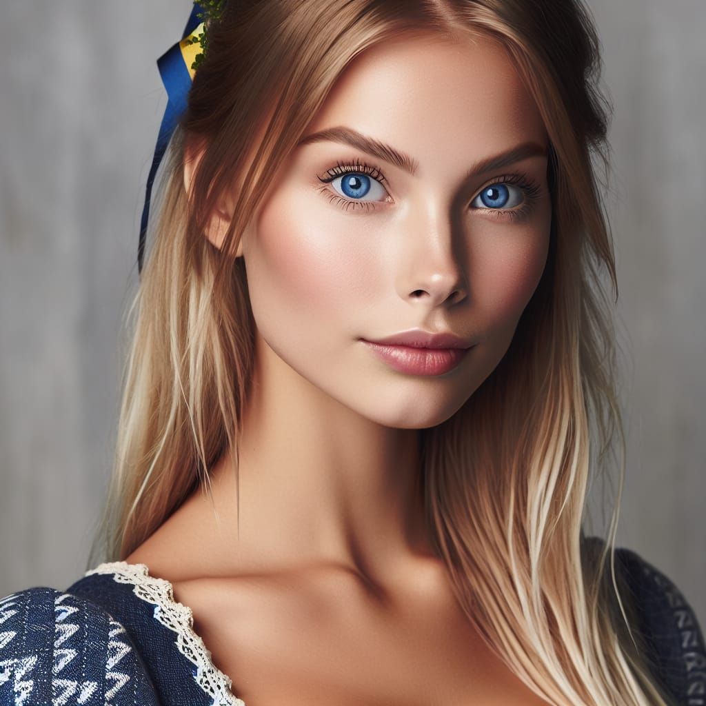 Stunning Swedish Woman in Traditional Dress