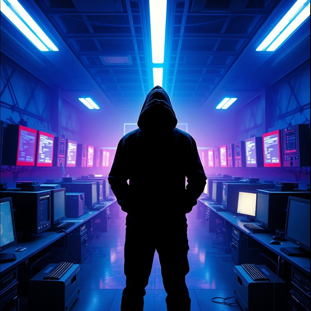 Cyberpunk Hacker in a Gritty, High-Tech Lair
